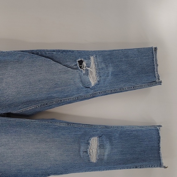 H&M Conscious Denim Jeans size 10 Distressed Blue Stretch Raw Hem - Picture 3 of 8